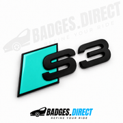 S3 rear badge - Matt Black / Tiffany Green