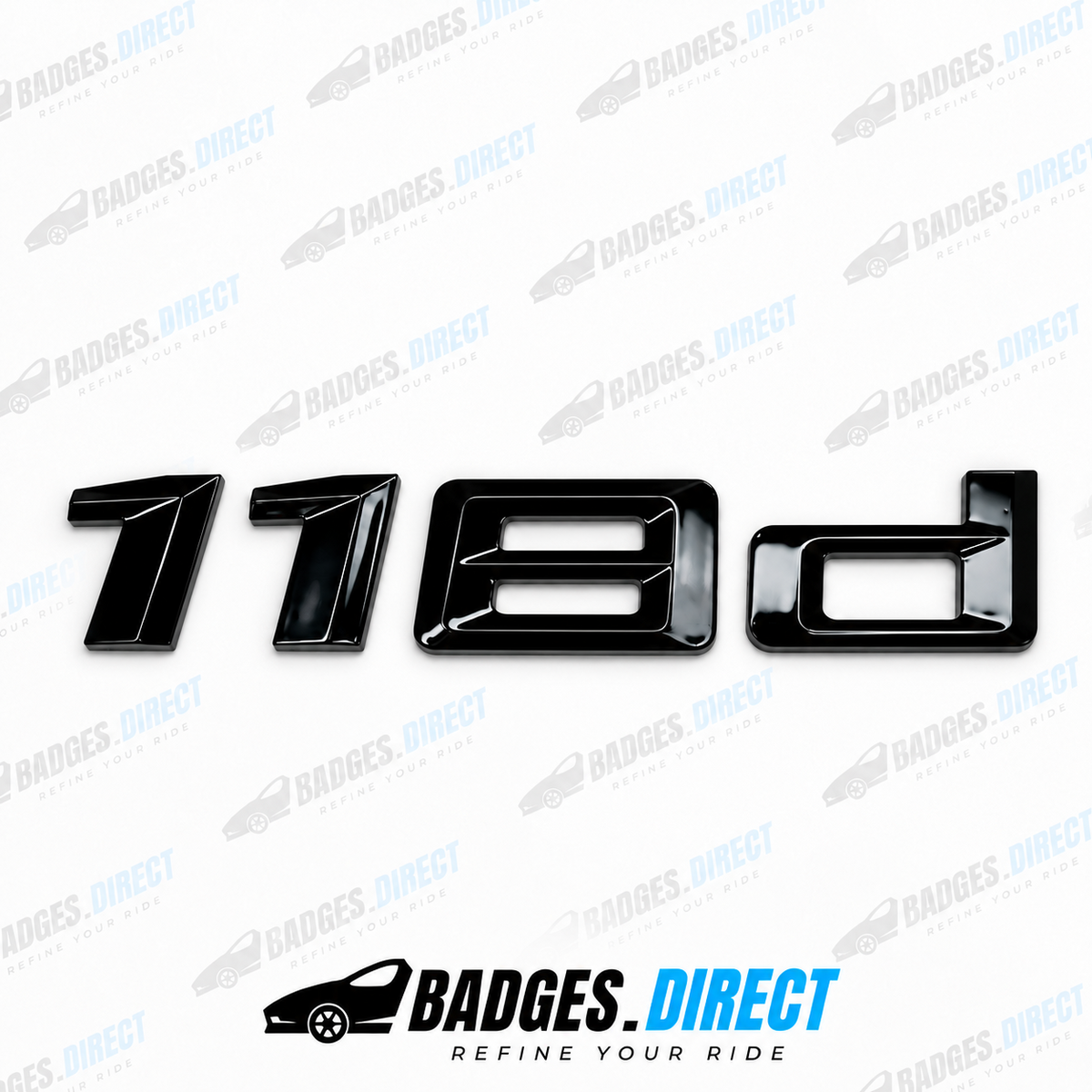 BMW 118d gloss black rear boot badge