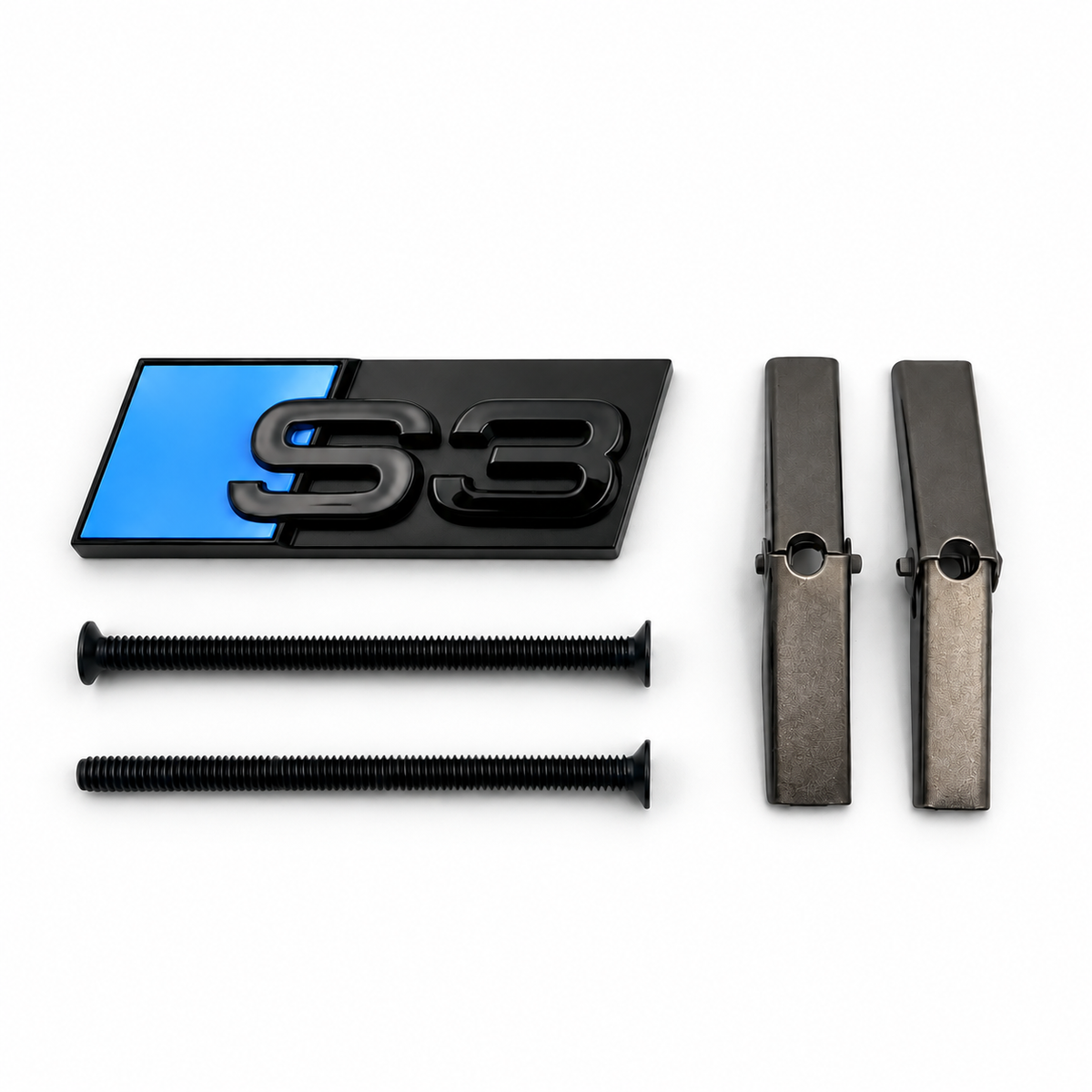 S3 Front Honeycomb Grill Badge Emblem Gloss Black - Sky Blue Gloss