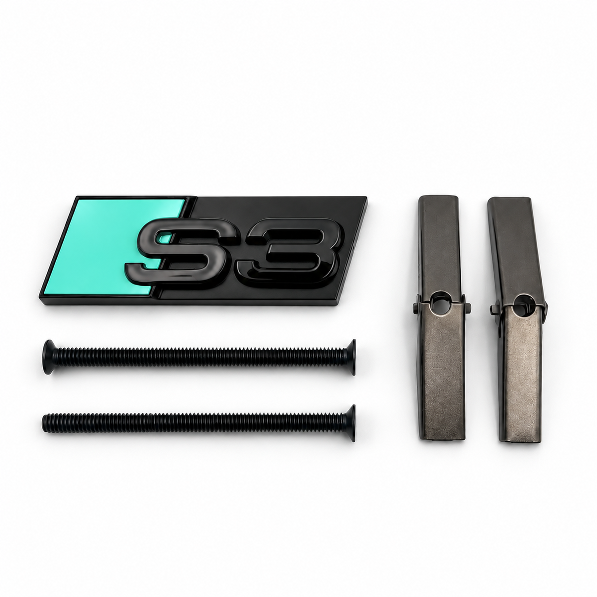 S3 Front Honeycomb Grill Badge Emblem Gloss Black - Tiffany Green