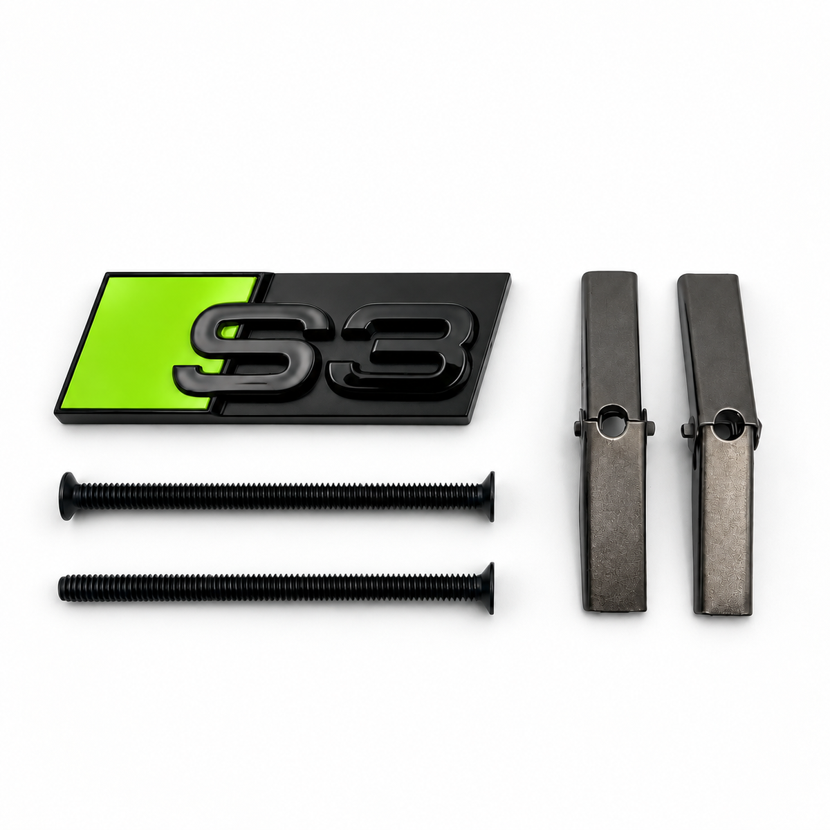 S3 Front Honeycomb Grill Badge Emblem Gloss Black - Acid Green