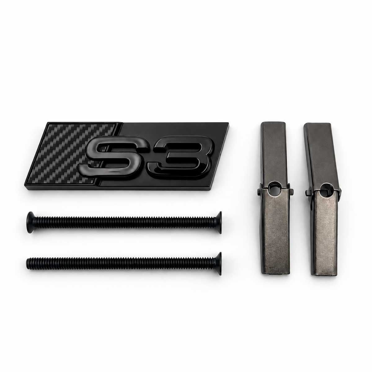 S3 Front Honeycomb Grill Badge Emblem Gloss Black - Black Carbon Fibre