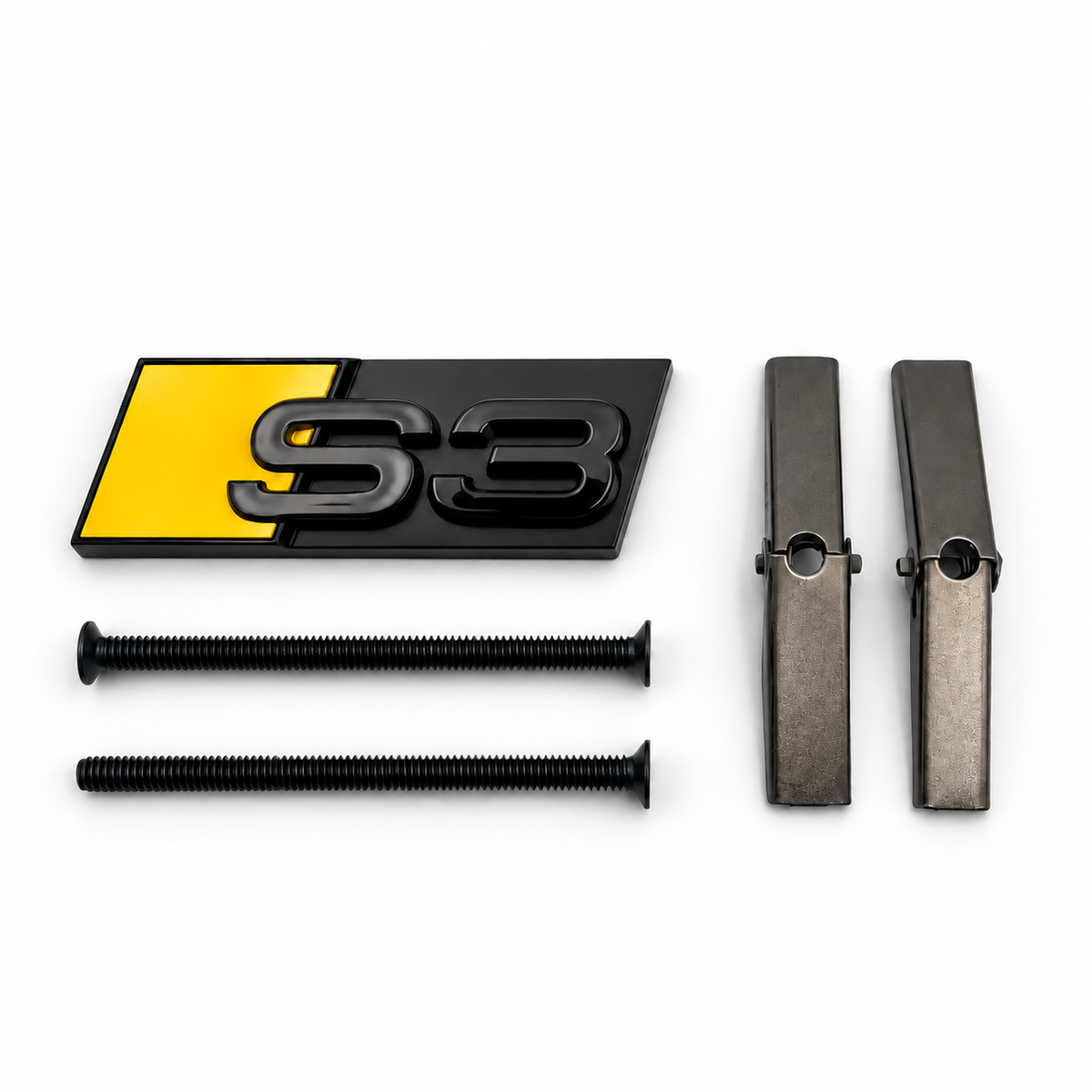 S3 Front Honeycomb Grill Badge Emblem Gloss Black - Bumble Bee Yellow